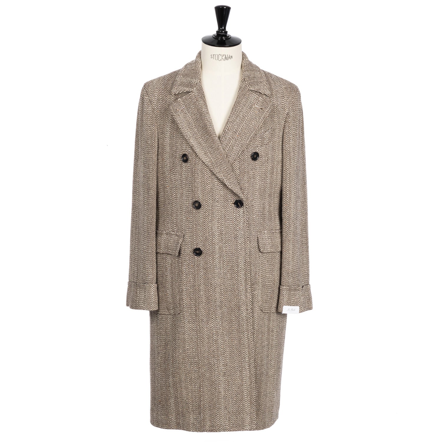 Coat "L'Aristocratico" with Herringbone Pattern made from a Wool Blend - handmade